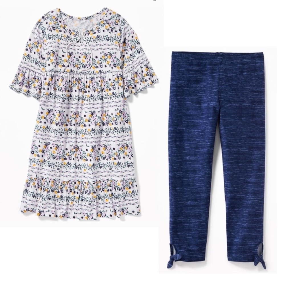Old Navy Floral Tiered Dress & Leggings SET